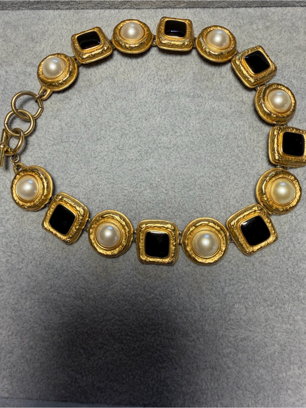 ! Anne Klein Gold-Tone Faux Pearl & Black Tile Necklace - Picture 5 of 11